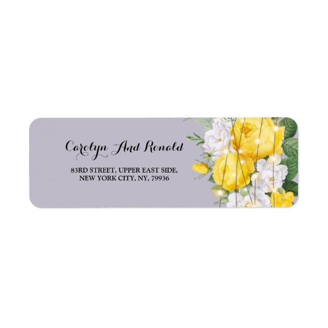 Blommigt för Rustic ljus Gult-etikett Returadress Etikett (Framsidan)