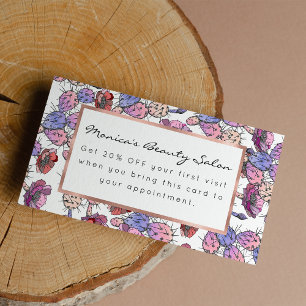 Blommigt för Rustic rosa lavender vattenfärgscactu Rabattkort