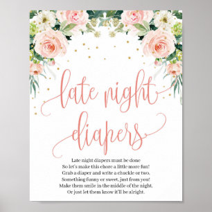 blommigt för Rustik sent nattblöjor undertecknar Poster