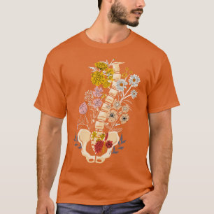 Blommigt för ryggrad för ryggradsblommor Ortopedic T Shirt