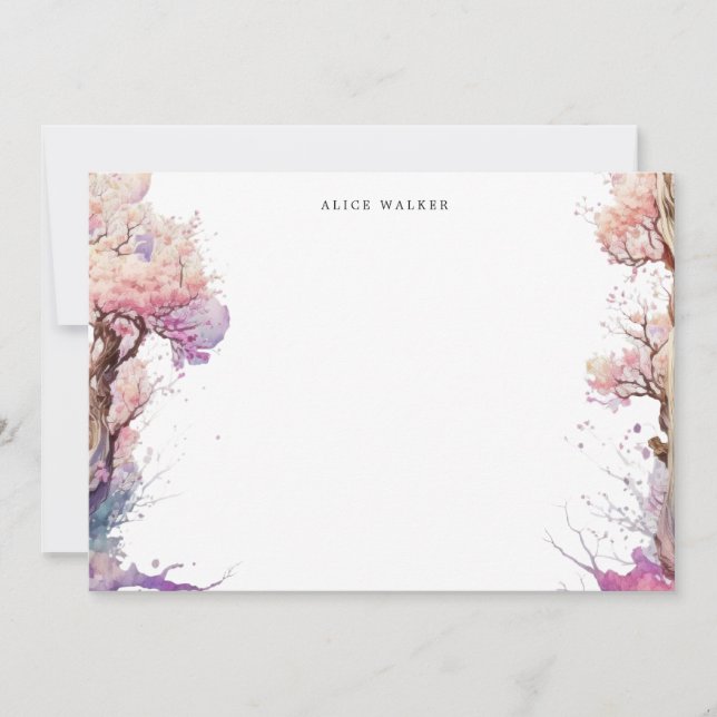 blommigt för sakura cherry blommar Stationery Note Anteckningskort (Framsida)