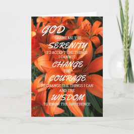 Blommigt för Serenity Prayer-Orange Kort