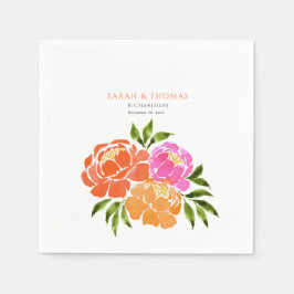 Blommigt för Shock rosa av elegant, Orange, färgst Pappersservett