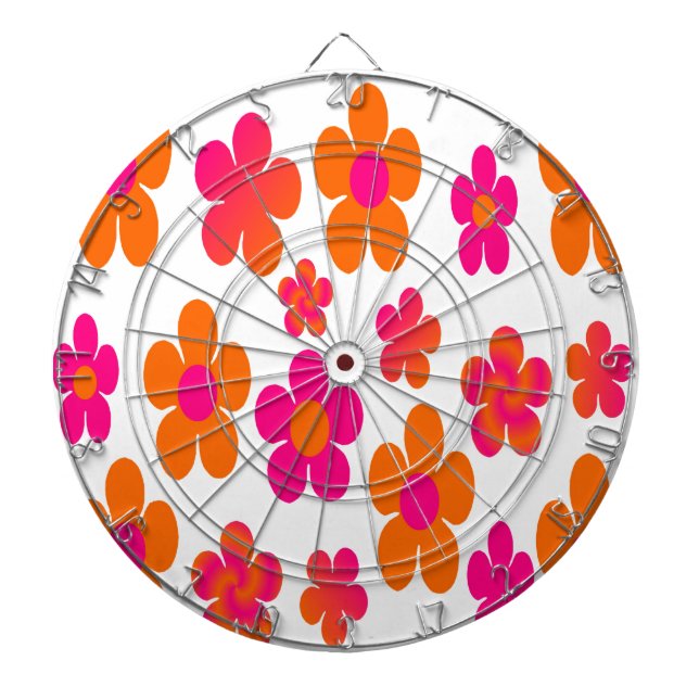 blommigt för shock rosa och orange piltavla (Framsidan)