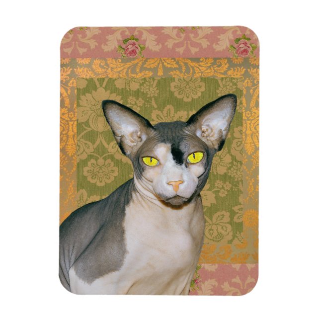 Blommigt för Shynx Cat Patchwork-skademask  Magnet (Vertikal)
