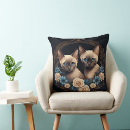 Blommigt för siamesisk katt kudde