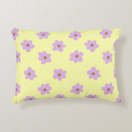 Blommigt för snabb Lila och Gult Retro Cheerful Prydnadskudde