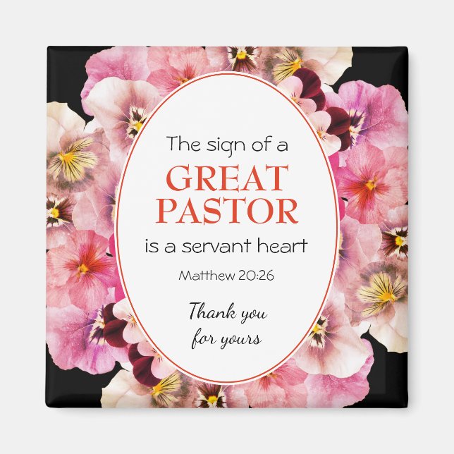 Blommigt FÖR snyggt PASTOR APPRECIATION SERVANT  Magnet (Framsidan)