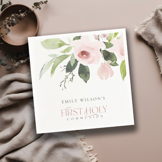 BLOMMIGT FÖR SOFT  ROSA ROS FÖRSTA HELIGAN, GEMENS PAPPERSSERVETT (Skapare uppladdad)