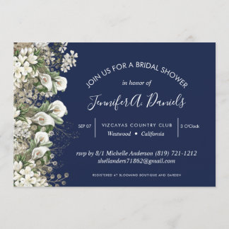 blommigt för sommarvit marin i bröllop inbjudningar