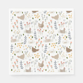 Blommigt för Söt av hos kycklingar i Älskare Farm Pappersservett