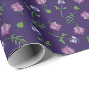 Blommigt för Söt Lila och Rosa ros Rosenknopp Sk Presentpapper