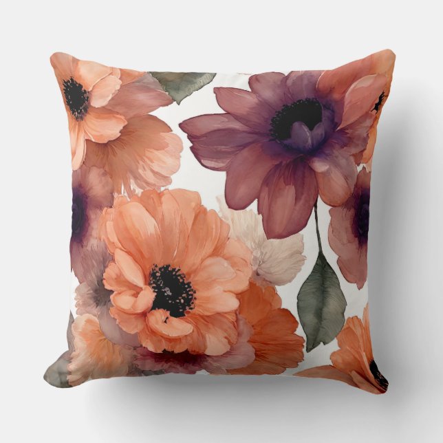 blommigt för söt vattenfärg kudde (Framsida)