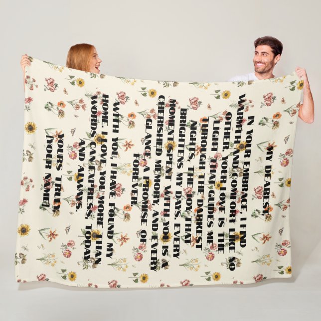 blommigt för Speciell Message Hand plockade-blomma Fleecefilt (På plats)