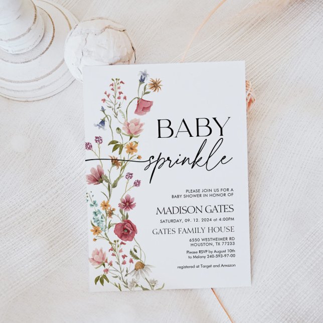 Blommigt för Sprinkle-inbjudan till baby Inbjudningar (Skapare uppladdad)