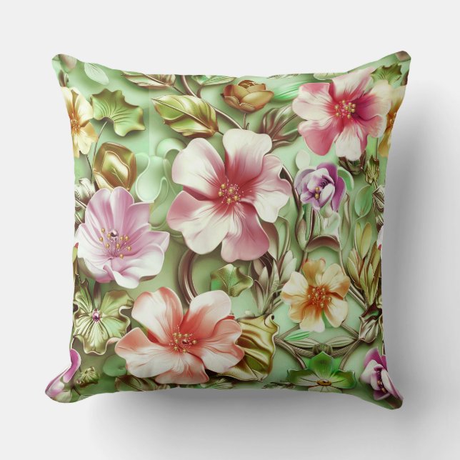 Blommigt för stor Multifärgad Kudde (Framsida)