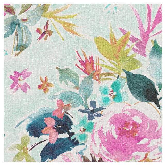 Blommigt för STORA DREAMS Mint-Rosa Tyg (Närbild)
