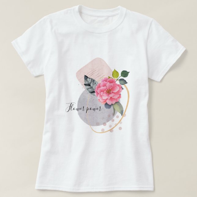 Blommigt för strömförbrukning - kollage t shirt (Design framsida)