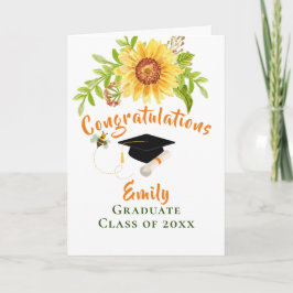 Blommigt för Studenten Grattis Gult Kort