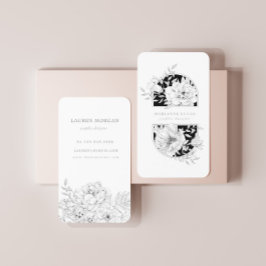 Blommigt för svart och vit Elegant, Affärskort Visitkort