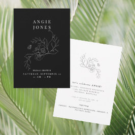 Blommigt för svart och vit Vintage, Möhippa Inbjudningar