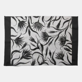 blommigt för svartvit contemporary kökshandduk