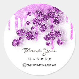 Blommigt för Tack Shopping Rosa Glitter Drips Runt Klistermärke