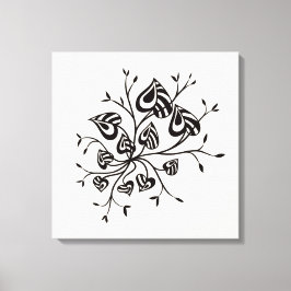 Blommigt för tatueringstilabstrakt med Pointy löv Canvastryck