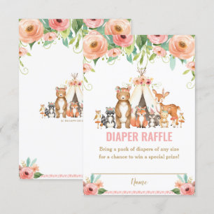 Blommigt för träbaserade trädjur (Raffle Card) Inbjudningar