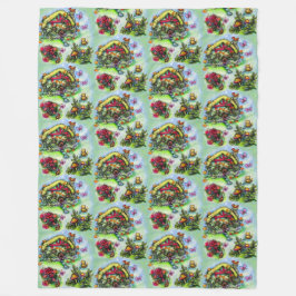 Blommigt för träck- och blomsterkoster fleecefilt