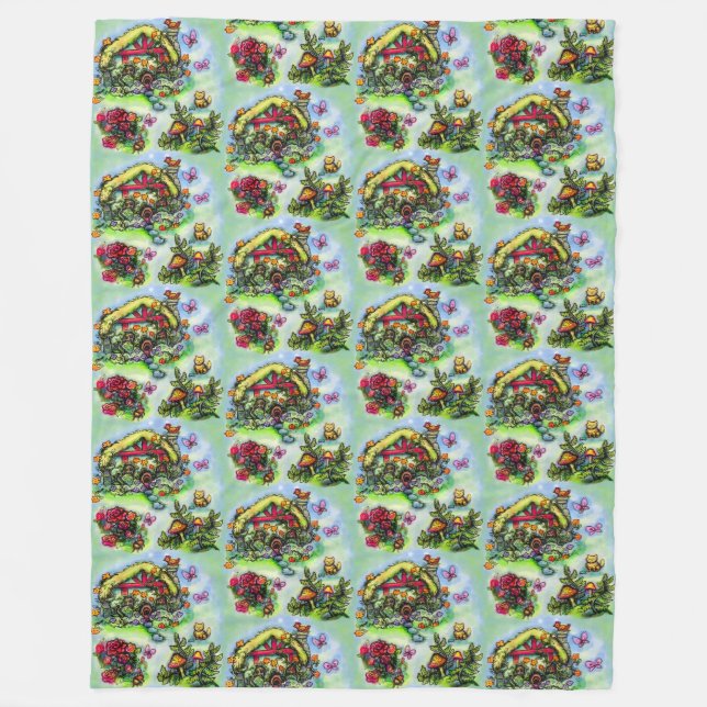 Blommigt för träck- och blomsterkoster fleecefilt (Framsidan)