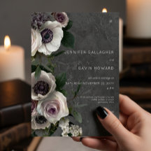 Blommigt för träkol-Grått-Elegant Modern Bröllop