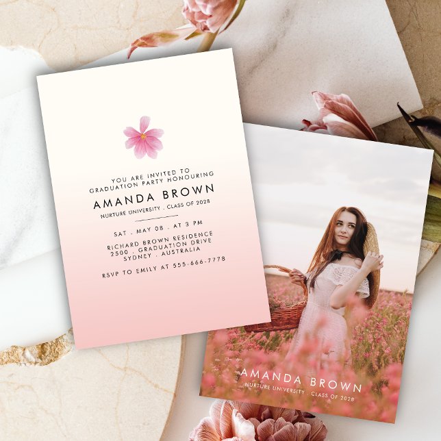 Blommigt för trendigets Studentfest 2025-Elegant Inbjudningar (Skapare uppladdad)