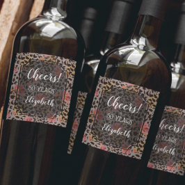 Blommigt för tropisk Rosa av leopard Vinflaska Etikett