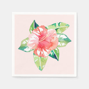 Blommigt för tropisk Rosa Hibiscus Elegant Pappersservett