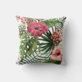 Blommigt för Tropiska blommor Vattenfärgsfärg Mode Kudde