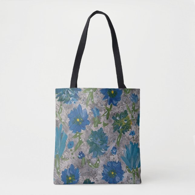Blommigt för turkos Daisy Tote Bag Tygkasse (Framsida)