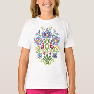 Blommigt för ungerska folkdesignlavender t shirt
