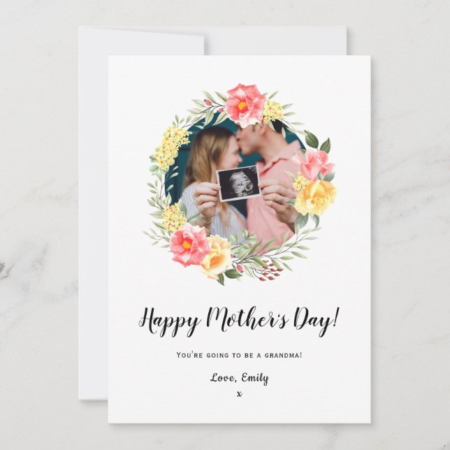 blommigt för utlysning av mors dag gravid baby julkort (Framsida)