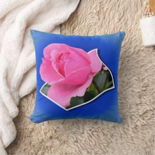 Blommigt för utträde ur rosa ros kudde