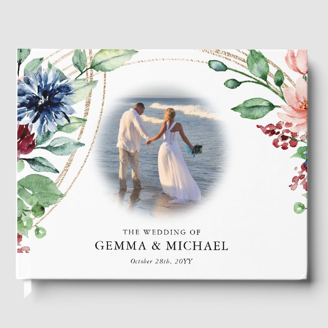 Blommigt för vackra vattenfärger och Bröllop i Gre Gästböcker (Framsida)