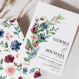 Blommigt för vackra vattenfärger och Bröllop i Gre Inbjudningar