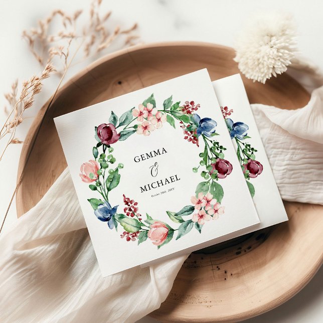 Blommigt för vackra vattenfärger och Bröllop i Gre Pappersservett (Skapare uppladdad)