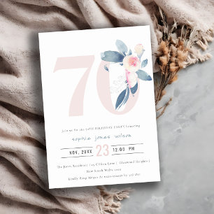  BLOMMIGT FÖR VÄTSKAKA BLÅ 70 VARJE ÅLDER BIRTHDAY INBJUDNINGAR
