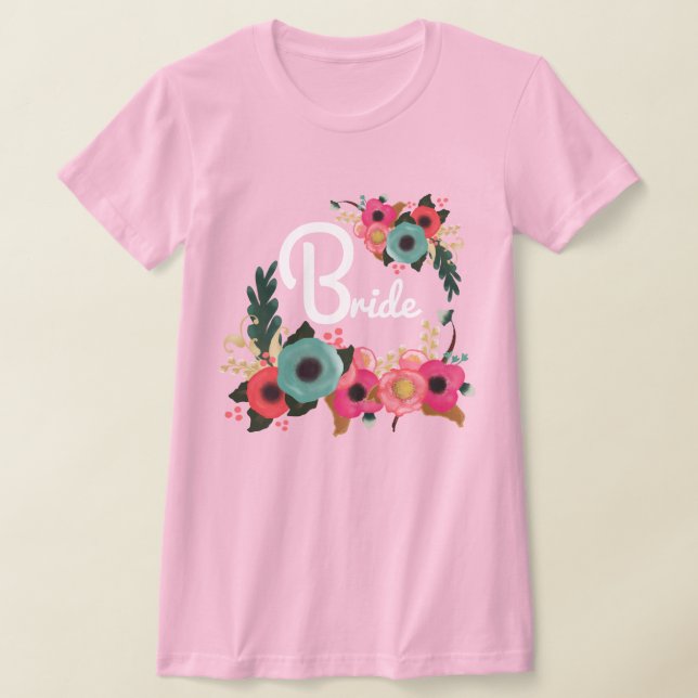 Blommigt för vattenfärg Bachelorette Party Bride T Tee (Laydown)