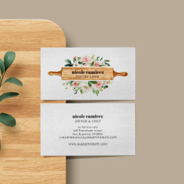 Blommigt för vattenfärg Bakery Rolling Pin Patisse Visitkort