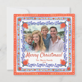 Blommigt för vattenfärg Blockera Skriv ut fotojulk Julkort