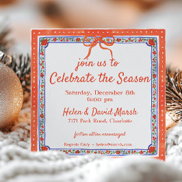 Blommigt för vattenfärg Blockera Skriv ut jul Part Inbjudningar