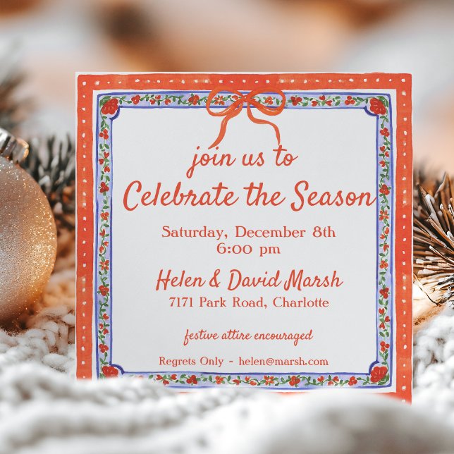 Blommigt för vattenfärg Blockera Skriv ut jul Part Inbjudningar (Skapare uppladdad)