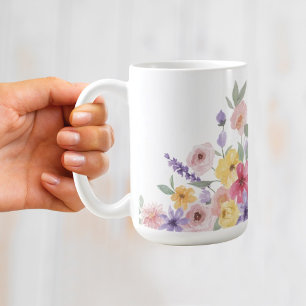 Blommigt för vattenfärg, botanisk Anpassningsbar M Kaffemugg
